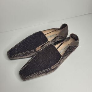 Andrea Gomez Velvet Crock Embossed Slip On Mule Flat Luxury Shoes